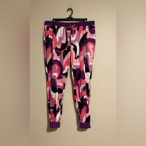 NWT Ashley Stewart Pink & Purple Abstract Pintuck Athleisure Jogger size 22/24